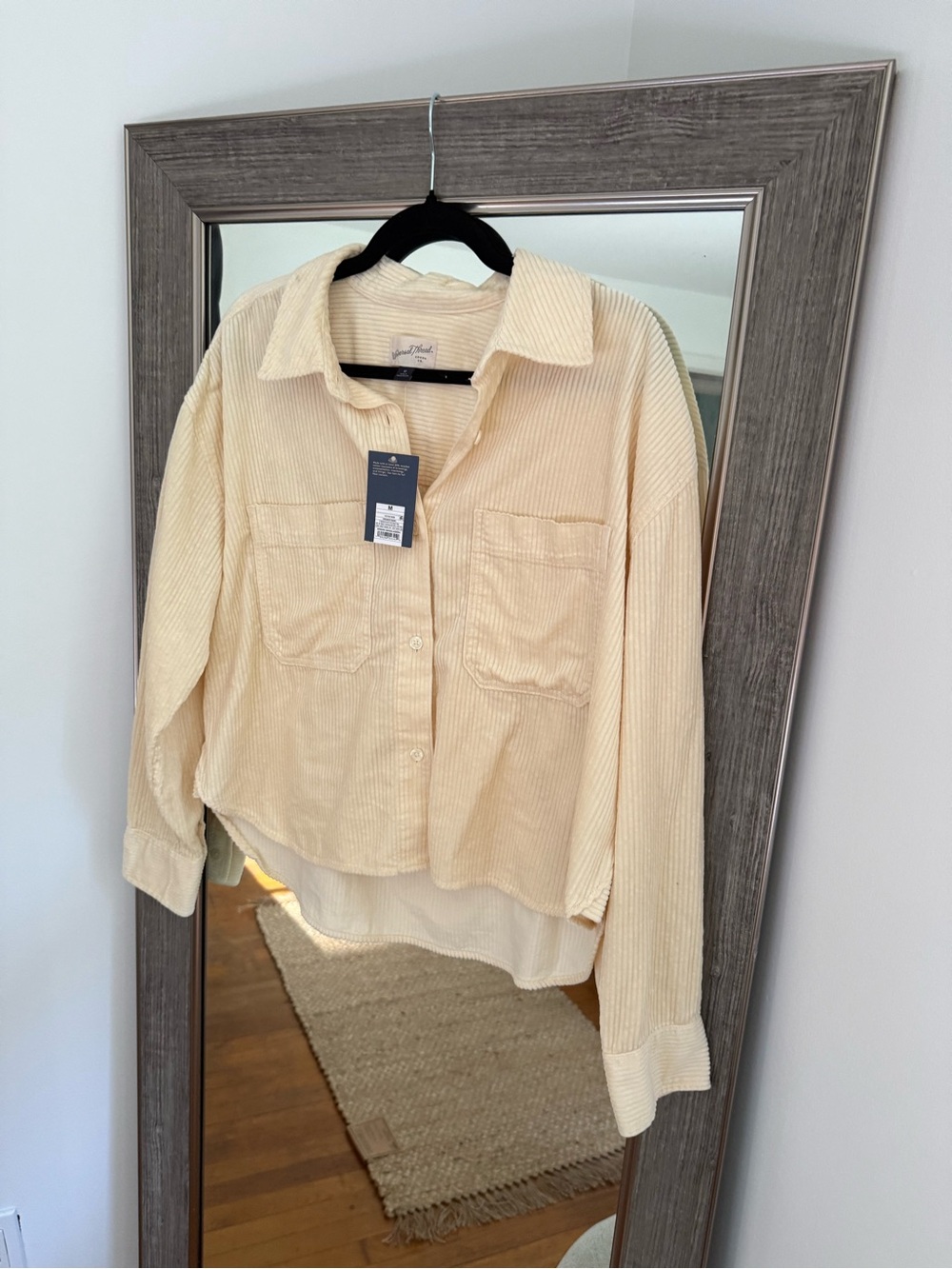 Universal thread butter yellow ribbed Button-Up Shirt Jacket NWT